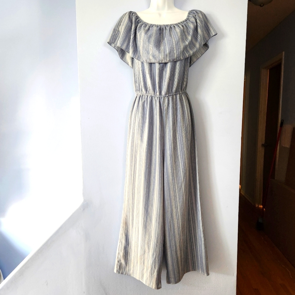 Kiwi & Punch Striped Off-Shoulder Jumpsuit